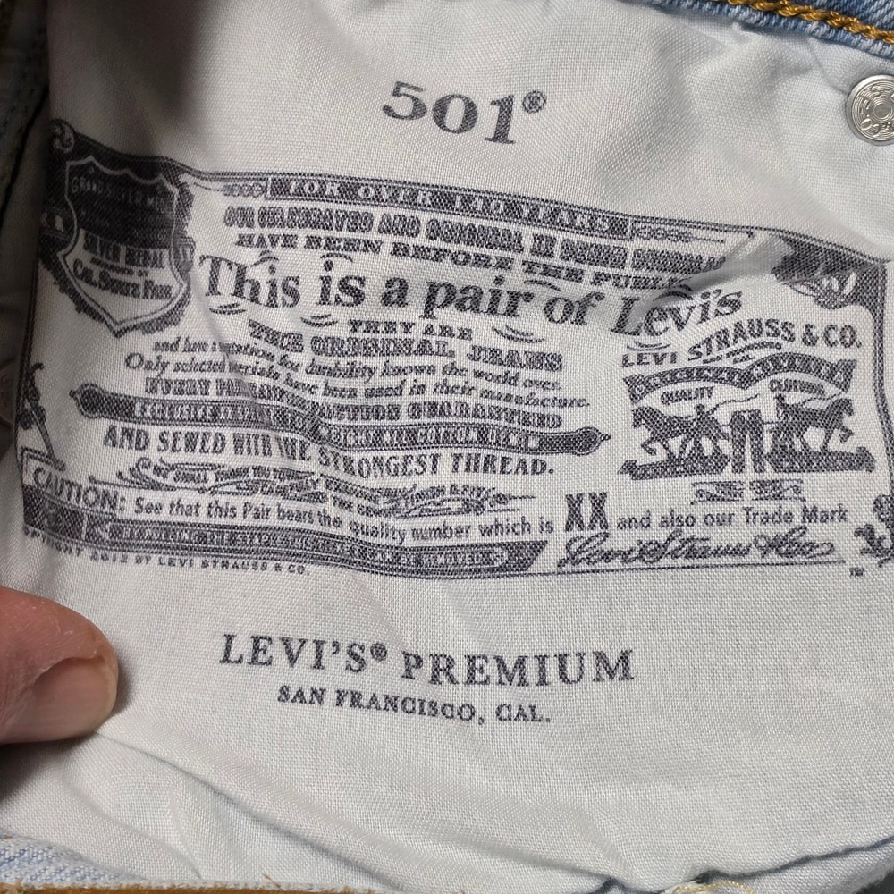 Jeans Levis 29 Womens Light Blue Excellent 501 Premium Side Logo Tape Straight - Picture 7 of 13